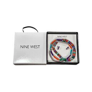 Nine West Multicolor Beaded Bracelet & Earring Set In Gift Box